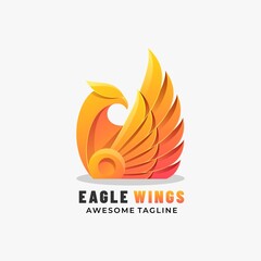 Vector Logo Illustration Eagle Wings Gradient Colorful Style.