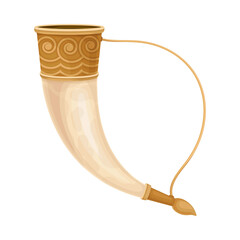 Animal Horn for Wine as Georgia Country Attribute Vector Illustration