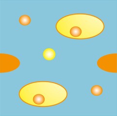 seamless abstract pattern with ovals and circles on a blue background, gradient, template for cover, Wallpaper, fabric, banner