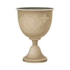 Silver Goblet or Drinking Cup with Ornament as Georgia Country Attribute Vector Illustration