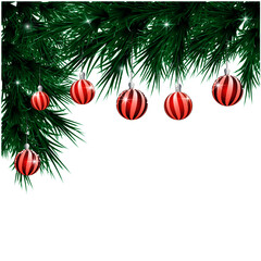 christmas tree branch with balls
