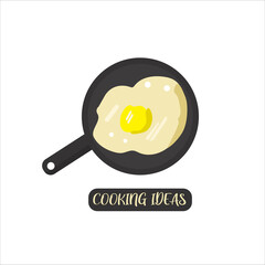 Vector illustration design graphic flat design cooking concept with egg on frying pan minimalist background flat