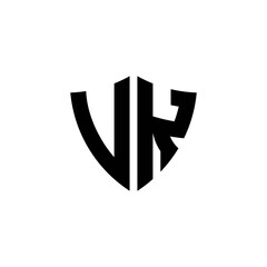 VK monogram logo with shield shape design template