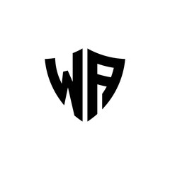 WA monogram logo with shield shape design template