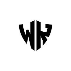 WK monogram logo with shield shape design template