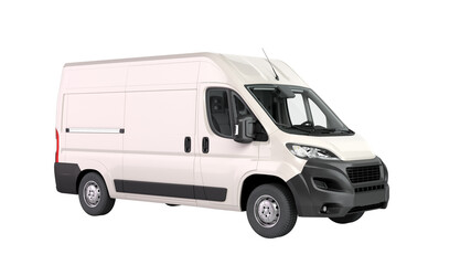 White Delivery Van Icon 3d render on white no shadow - obrazy, fototapety, plakaty