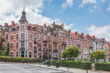 Fototapeta na wymiar Gabled houses at Square Palmerston, European Quarter Brussels
