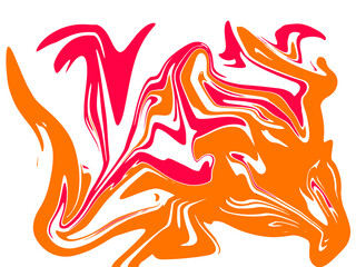 abstract orange and dark pink watercolor pattern luxury fluid liquid color ink on white.