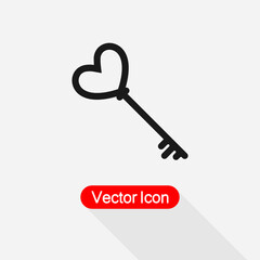 Heart Key Icon Vector Illustration Eps 10