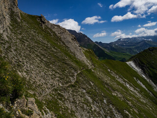 Great views to the peaks, valleys and glaciers of the Austrian Alps, Hohe Tauern national park. Charming and beautiful scene with amazing meadows, near nice city Heiligenblut, Austria, Europe.