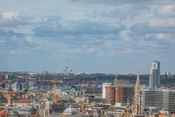 Fototapeta premium View from above city of Brussels with Atomium in the background