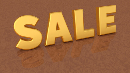 Golden Sale Text on Shiny Surface 3D Rendering