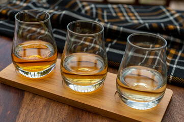 Tasting of Scotch whisky in traditional British old house