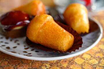 Fresh wet italian sweet pastry, rum baba