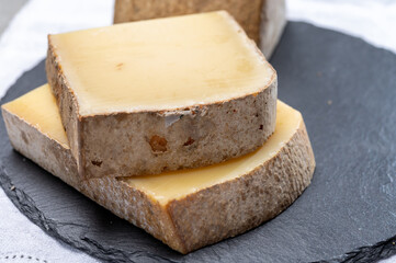 French cheese Comte, three varieties 1 year matured Prestige, fruity flavoured Fruite and Vieille Reserve