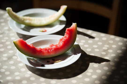 remains of an eaten watermelon