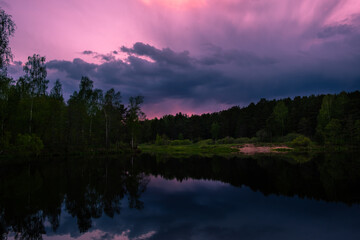 sunset over the lake