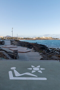 view of the new promenade of costa teguise in lanzarote island, canary islands