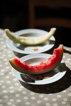 remains of an eaten watermelon