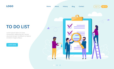 Teamwork, Management, To Do List Concept. Colleagues Planning And Marking Three Of Four Completed Cases On To Do List. Successful Teamwork Makes The Dreamwork. Colorful Flat Style Vector Illustration