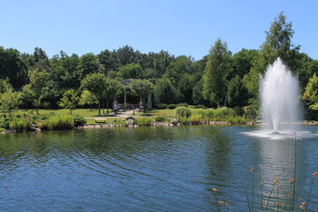 beautiful nature in the park with fountains