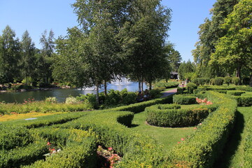 beautiful nature in the park with fountains