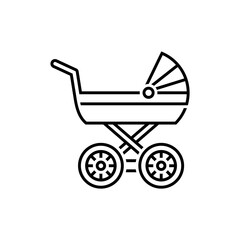 Baby stroller, vector linear icon.