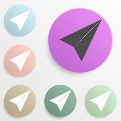 paper airplane badge color set. Simple glyph, flat vector of web icons for ui and ux, website or mobile application