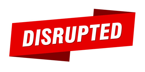 disrupted banner template. ribbon label sign. sticker