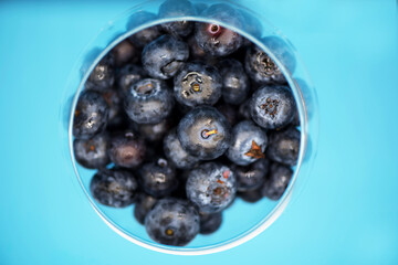 Blackberries on blue background. 