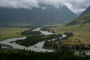 Fototapeta na wymiar Mountain Altay, mountain landscapes, Chulyschman valley, Katun river, Chuya river, Katu-Yaryk