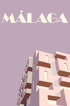 Ilustraci&oacute;n de la fachada de los edificios modernos. Arquitectura moderna (M&aacute;laga, Espa&ntilde;a) El botijo. 
