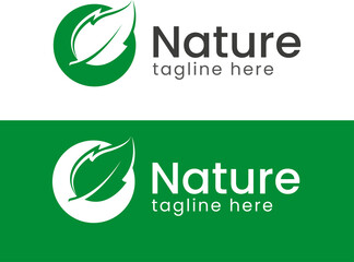 Leaf logo in natural green