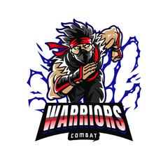 Cool Ninja Warrior Mascot Gaming Logo Template Graphic