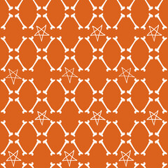 Fototapeta premium Vector white bones stars orange seamless pattern