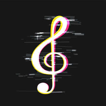 treble clef musical glitch design