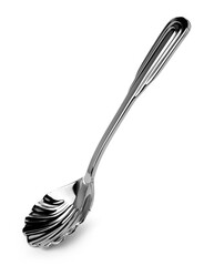 Grooved spoon for sugar/caviar isolated on white