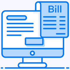 
Invoice with desktop monitor, style of online bill icon
