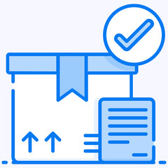 
design of order confirmation, tick mark with logistic package 
