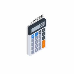 Calculator and Digital number right view Shadow icon vector isometric.