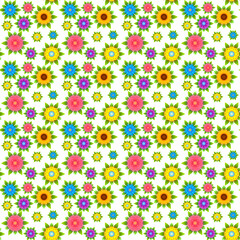 Fototapeta na wymiar KTSP04 Colorful Flowers Seamless Background Pattern illustration-Stock-Image-6000-6000