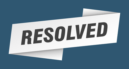 resolved banner template. ribbon label sign. sticker