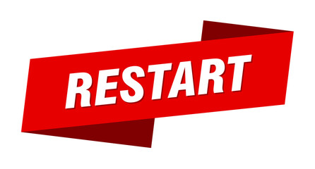 restart banner template. ribbon label sign. sticker