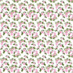 KTSP05 Pink Flowers Green Leaf Seamless Background Pattern illustration-Stock-Image-6000-6000