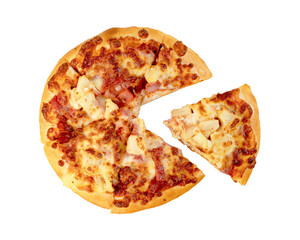 Hawaiian pizza  isolated on white background