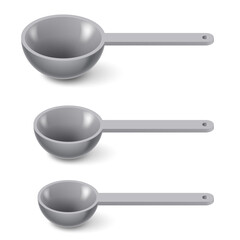 Set of Stainless Steel Measuring Spoons in Varying Sizes, Used to Measure an amount of an ingredient. Illustration on a White Background for Your Web Mobile App Logo Design - obrazy, fototapety, plakaty