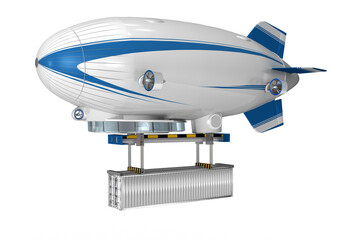 3d Zeppelin, Luftschiff mit Frachtcontainer, freigestellt © i-picture