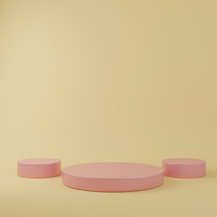 Minimal 3d rendering scene with composition empty cylinder pastel podium for product and abstract background. mock up geometric shape in pastel colors. platforms for cosmetic 3d illustration