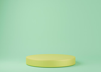 Gold cylinder podium background. Abstract pedestal scene with geometrical. Scene to show cosmetic products presentation. Mock up design empty space. Showcase,shopfront,display case,3d illustration