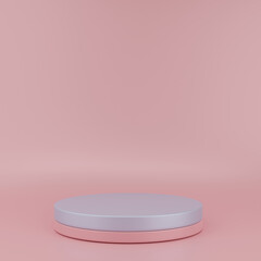 pastel cylinder podium background. Abstract pedestal scene with geometrical. Scene to show cosmetic products presentation. Mock up design empty space. Showcase,shopfront,display case,3d illustration